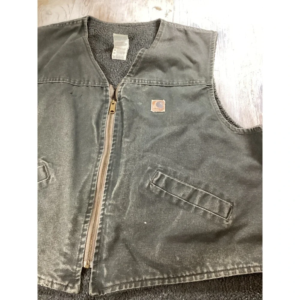 Vintage Carhartt Vest Sherpa Lined Workwear Utility Outdoor Sleeveless Jacket‎
